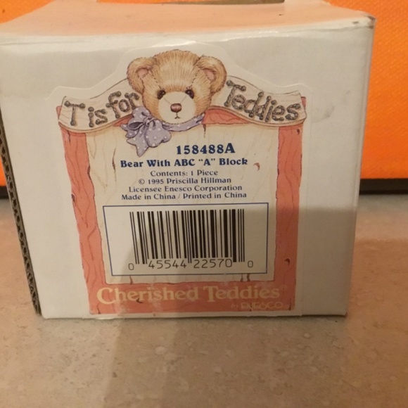 Cherished Teddies Bear With ABC “A” Block. - Picture 6 of 8